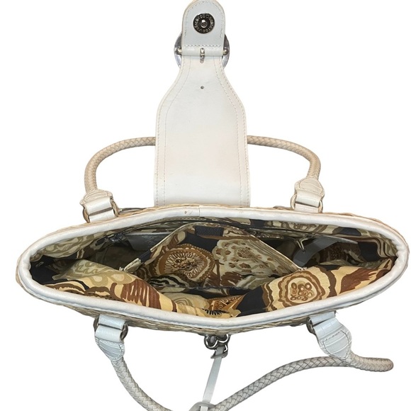 Brighton Womens Debbie Straw Rattan Basket Weave Handbag Bag Purse Natural White - Picture 7 of 8